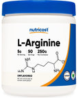 Nutricost L-Arginine (250 Grams) - Pure L-Arginine Powder - 5000mg Per Serving; 50 Servings