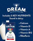 Dream Organic Whole Rice Milk Vegan Dairy Alternative LactoseFree Shelf Stable Original 32oz Pack of 6