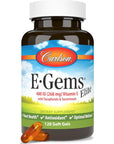 Carlson - E-Gems Elite, 400 IU (268 mg) Vitamin E with Tocopherols & Tocotrienols, Natural-Source, Vitamin E Capsules, Heart Health & Optimal Wellness, Antioxidant, Vitamin E Supplement, 120 Softgels