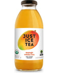 Just Ice Tea Organic Iced Tea 16 Fl Oz Glass Bottles Mango White Tea Pack of 12