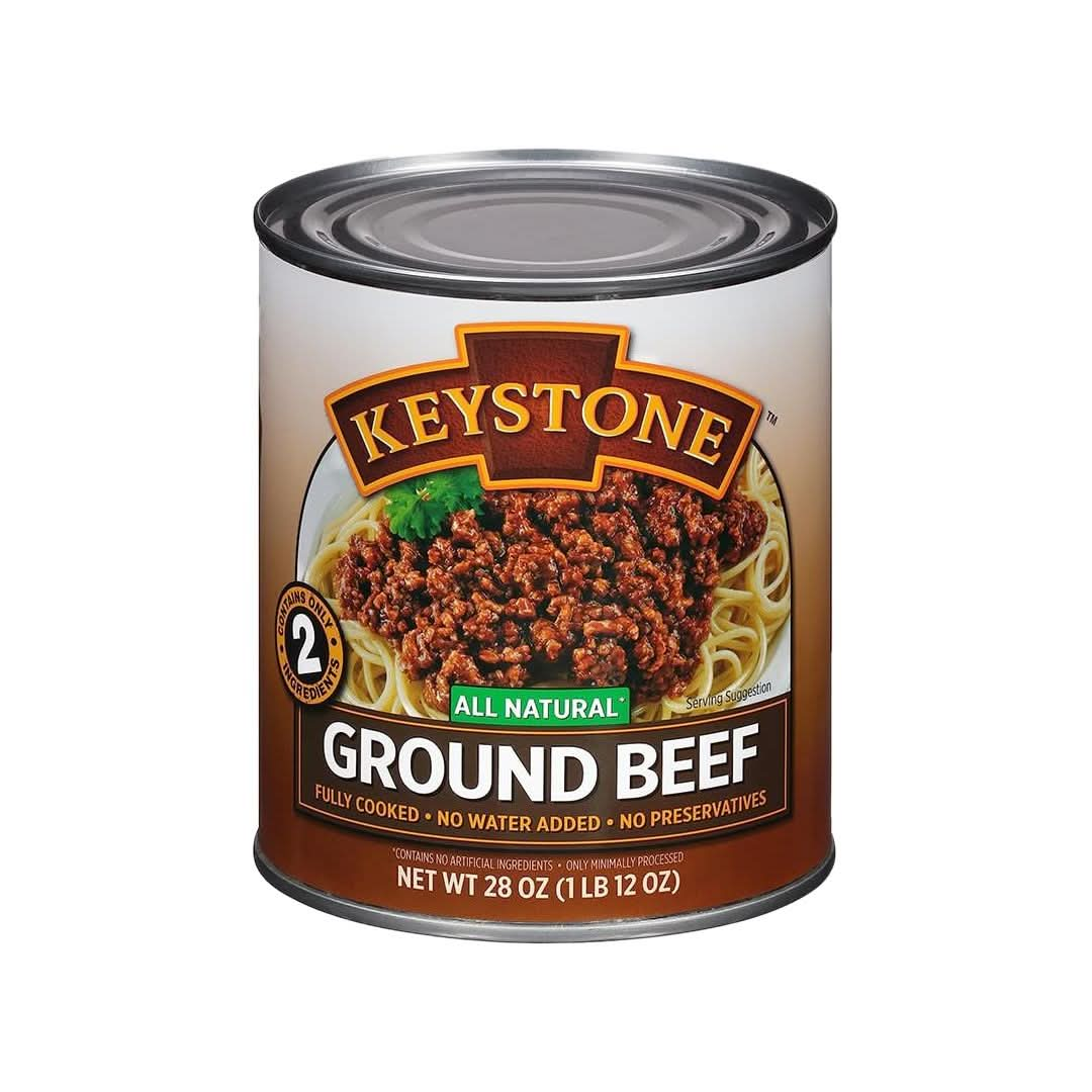 Keystone All Natural Ground Beef 28 Ounce Long Term Emergency Survival Food Canned Meat  Fully Cooked Ready to Eat  Gluten Free Family Pack of 6