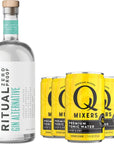 Ritual Zero NonAlcoholic Gin Alternative with 5 Pack of Q Mixers Tonic Water for your favorite AlcoholFree Mixed Drink