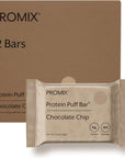 ProMix Nutrition Protein Puff Bars 12Pack  Chocolate Chip  Marshmallow Crispy Treat  Great Tasting  Healthy On The Go Snack  High Protein  Low Calorie  NonGMO  Free From Gluten Soy  Corn