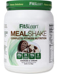 Fit & Lean Meal Shake, Fat Burning Meal Replacement, Meal Replacement with Protein, Fiber, Probiotics and Organic Fruits & Vegetables, Cookies and Cream, 1lb, 10 Servings Per Container