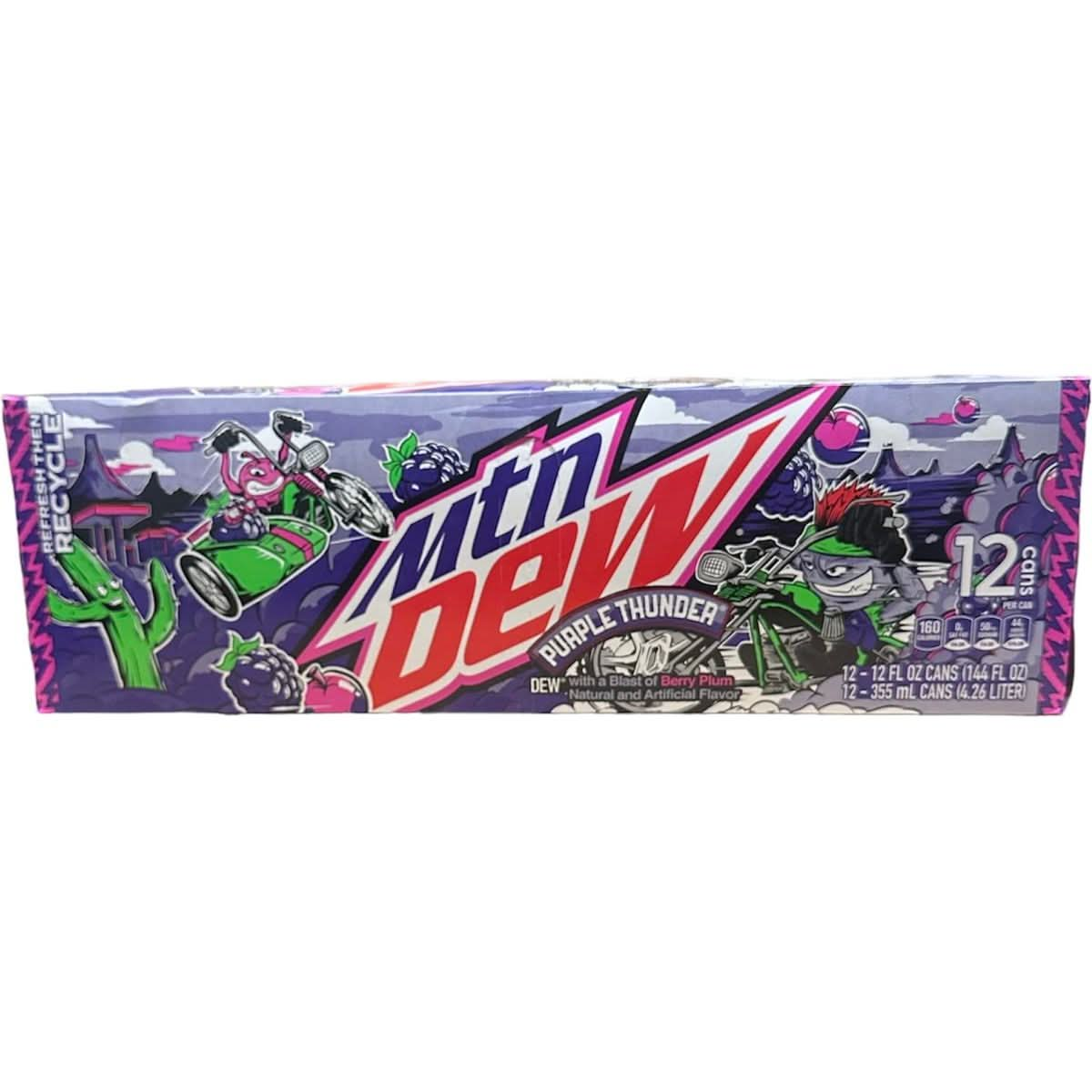 Mountain Dew Purple Thunder Berry Plum  Munchie Box Stash Pack of 12 12 Oz Cans Regular