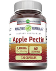 Amazing Formulas Apple Pectin Dietary Supplement - 1400 mg per Serving of 2 Capsules- 120 Capsules Per Bottle - Good Source of Fiber, Promotes Digestive Health, Promotes Regularity*