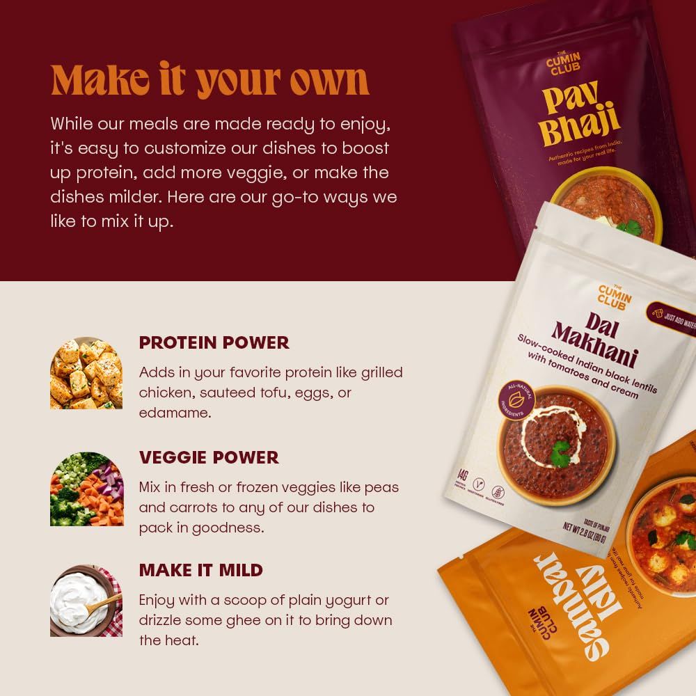 The Cumin Club Indian Meal Kit  Easy Healthy and Irresistibly Flavorful  Instant Meals Effortless Cooking  Wholesome Goodness  Ready to Eat Indian Food  Pack of 5