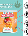 TUYYO Mango Agua Fresca Instant Powdered Drink Mix Real Fruit  Agave Light  Refreshing Flavor ZERO Artificial Flavors or Colors Dye Free Gluten Free Vegan 12 Servings 85oz