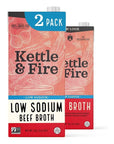 Low Sodium Beef Broth - Pack of 2 - Organic Cooking Stock, Real Bones Not Powder, Grass Fed, Protein, Keto, Paleo, GF, Whole 30 Diet Friendly, Natural Soup Base, 32 oz Liquid Cases