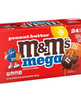 MMS Mega Peanut Butter Milk Chocolate Candy Share Size 24 Count Bulk Box