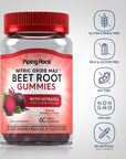 Piping Rock Beet Root Gummies | 60 Count | with Nitrates and Black Pepper Extract | Nitric Oxide Supplement | Strawberry Flavor | Vegan, Non-GMO, Gluten Free