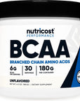 Nutricost BCAA Powder (Unflavored, 30 Servings) - Vegetarian, Non-GMO, Gluten Free, Optimal 2:1:1 Ratio