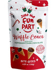 Just The Fun Part BiteSize Crispy Mini Waffle Cones Filled with Premium Belgian Chocolate Great for Snacks Dessert Grab  Go  Kosher Peppermint Dark Chocolate Pack of 1