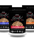 Zero Sugar Granola  VARIETY PACK  New Version  SugarFree Cereal Granola Keto Vegan Low Carb GlutenFree Low Sodium Healthy Snacks for Adults Kids Diabetics Paleo DairyFree and PlantBased Diet 3Pack