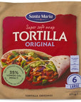 Santa Maria Tortilla Large 10", Super Soft 6 Wraps - 371 g