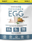 Designer Wellness Designer Egg Natural Egg Yolk  Egg White Protein Powder Keto and Paleo Friendly Low Calorie Less Fat and Cholesterol Classic Vanilla 155 Pound