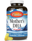 Carlson - Mother's DHA, 500 mg DHA, Prenatal Support, Fetal Development & Immune Health, 120 Softgels