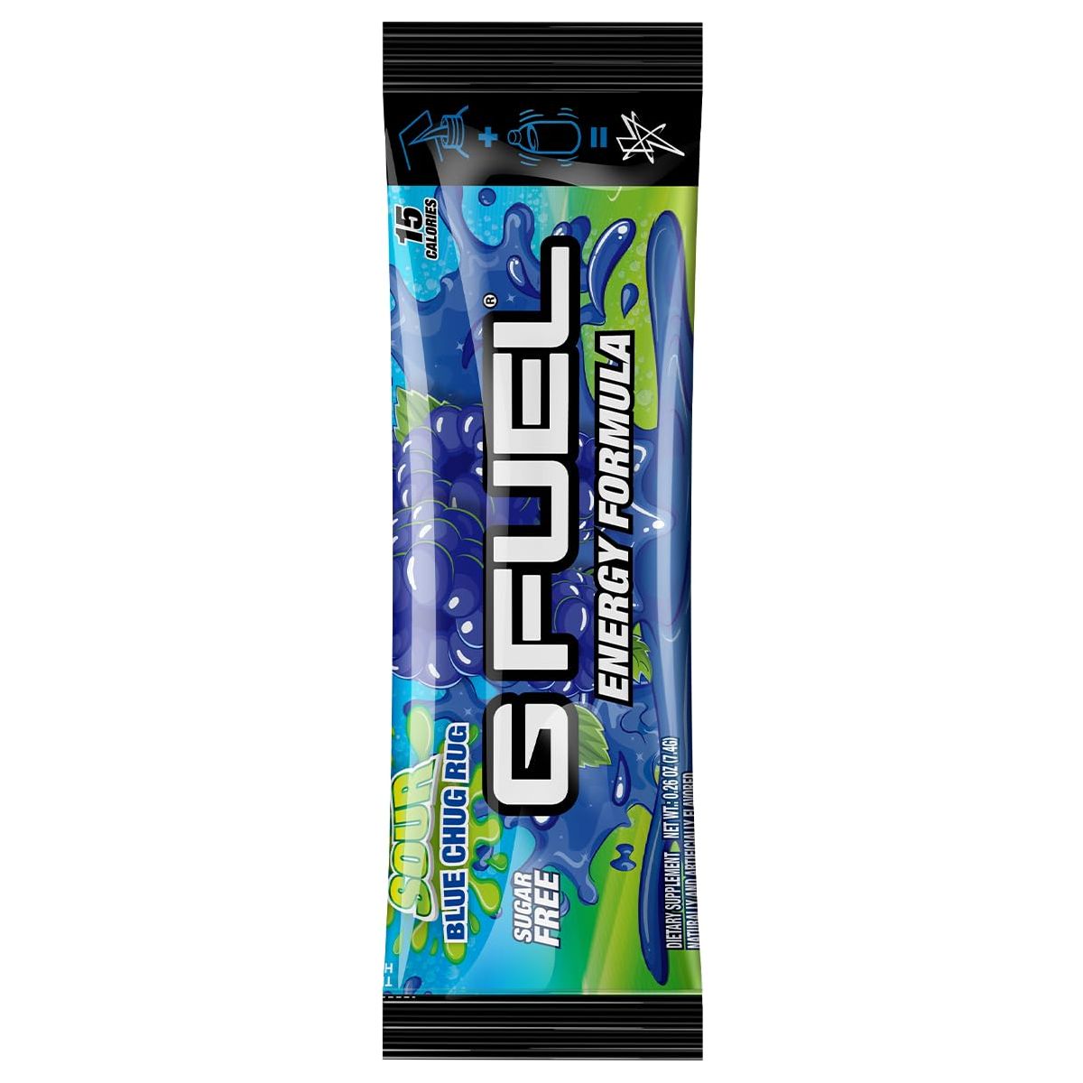 G Fuel FaZe Rug Energy Powder Packets Sugar Free Clean Caffeine Focus Supplement Water Mix Sour Blue Raspberry Flavor Focus Amino Vitamin  Antioxidants Blend  6 Stick Pack 025 oz