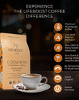 Lifeboost Cognition Adaptogenic Mushroom Coffee  Lions Mane  Chaga Nootropic Coffee  Great Tasting Medium Organic Coffee  Increase Energy Boost Focus  Immune Support  12 oz Bag  Ground