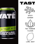 Yate Sparkling Yerba Mate  SubLime Ginger  Brewed Organic Yerba Mate Tea Natural Clean Energy Alternative Low Calorie Low Sugar Plant Based Drink 12 fl oz 355 ML 12 Pack