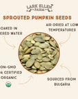 Lark Ellen Farm Sprouted Organic Pumpkin Seeds Unsalted Raw Pumpkin Seeds Organic Pepitas Vegan Non GMO Gluten Free Paleo and Keto Friendly 14 oz 3 Pack