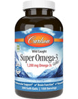 Carlson - Super Omega-3 Gems, 1200 mg Omega-3 Fatty Acids with EPA and DHA, Wild-Caught Norwegian Fish Oil Supplement, Sustainably Sourced Capsules 300 Softgels