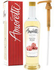 Amoretti  Premium Peppermint Syrup with Pump for Flavoring Coffees Cocktails and other Beverages 94 Servings Per Bottle 750 ml Gluten Free GMOGEO Free Preservative Free