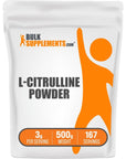 BULKSUPPLEMENTS.COM L-Citrulline Powder - Citrulline Supplement, Citrulline Pharmaceutical Grade, Citrulline Powder - Citrulline 3000mg, 3g per Servings, 167 Servings, 500g (1.1 lbs)