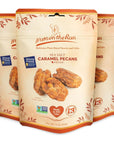 Nuts on the Run Sea Salt Caramel Pecan Pralines 40 Ounces Pack of 3  Vegan Kosher NonGMO GlutenFree Snack