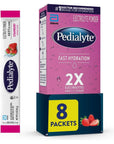 Pedialyte Fast Hydration Electrolyte Powder Packets, Strawberry, Hydration Drink, 8 Single-Serving Powder Packets