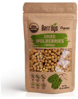 Berrilys Organic Dried Mulberries, White Dried Mulberry, Non-GMO, Unsulfured, Raw, Sun- Dried, Kosher, Vegan, Healthy Berries, Superfood, No Sugar Added Berry,10 oz