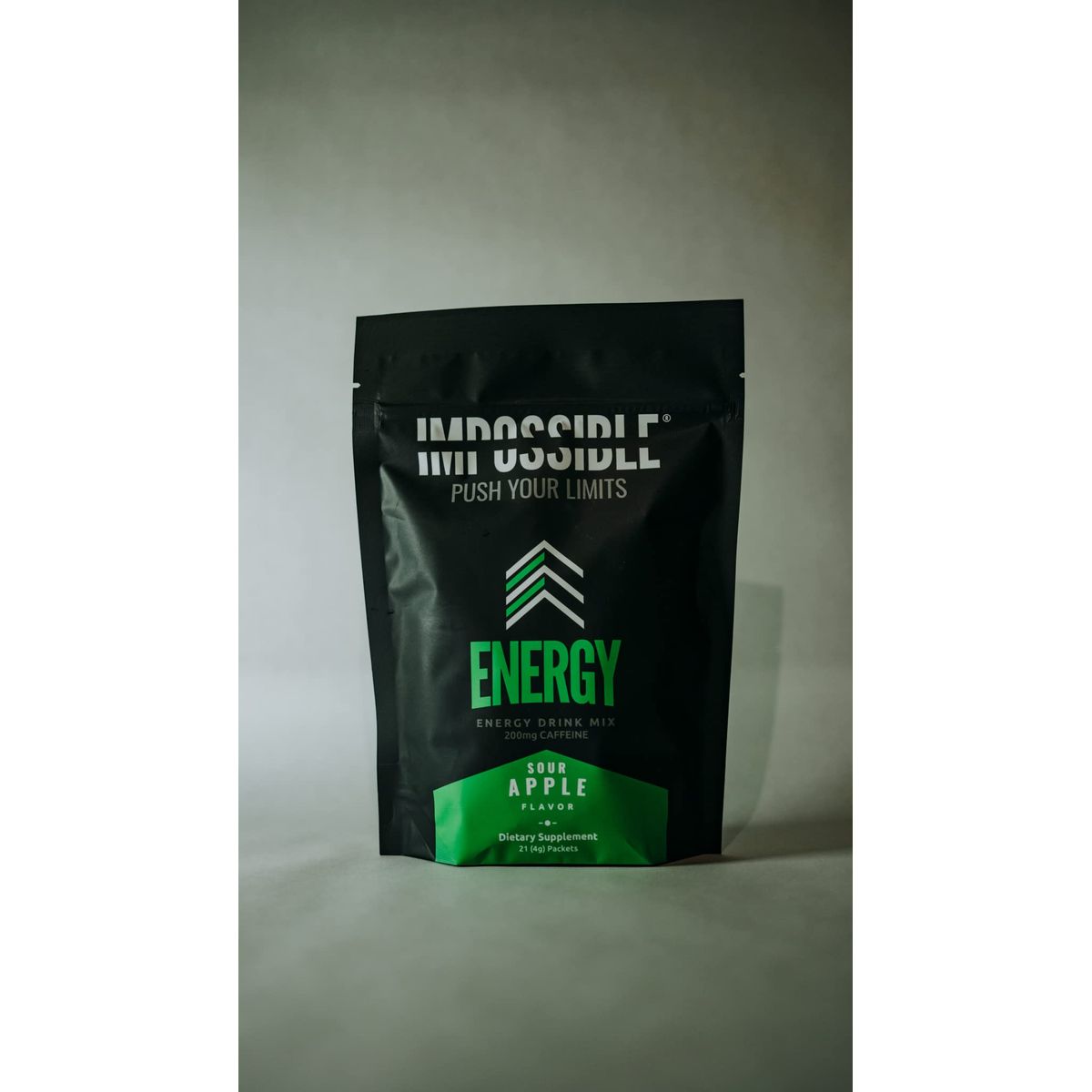 Impossible Energy  Healthy Energy Performance Drink Mix  200mg Caffeine Taurine Zero Sugar Sour Apple