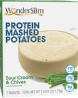 WonderSlim Instant Mashed Potatoes Sour Cream  Chives 11g Protein No Fat Gluten Free 7ct