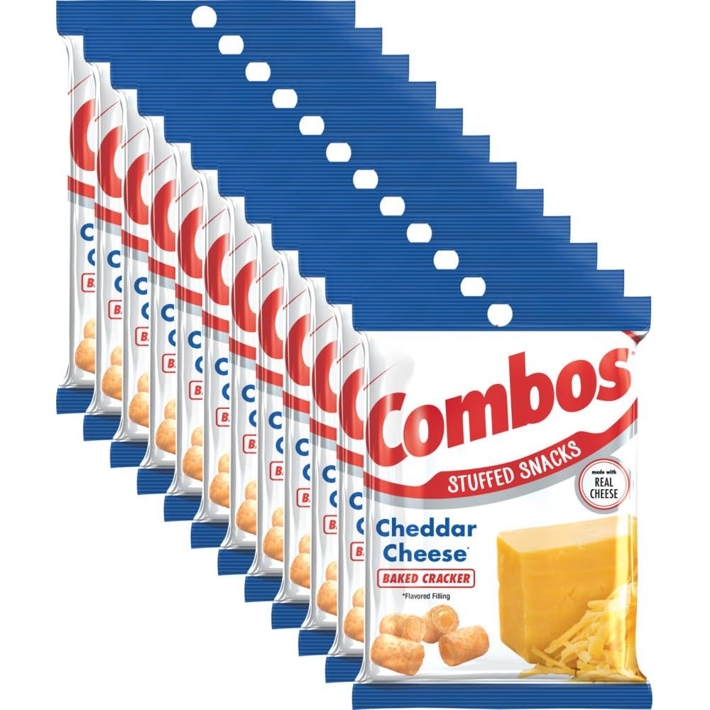 COMBOS Cheddar Cheese Cracker Baked Snacks 63Ounce Bag Pack of 12