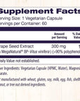 Healthy Origins MegaNatural BP-Grape Seed Extract, 300 mg - Blood Flow Support - Premium Grapeseed Extract Capsules - Non-GMO & Gluten-Free Supplement - 60 Veggie Capsules