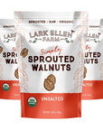 Lark Ellen Farm Unsalted Walnuts Raw Sprouted Healthy Snack Keto Certified USDA Organic GlutenFree Vegan Individual Whole Nuts 10 Oz 3 Pack