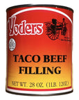 Fresh beef filling is used to make Yoders Real Canned Taco Beef which is fully cooked and ready to eat Each 28ounce can is designed for longterm storage 01 Can