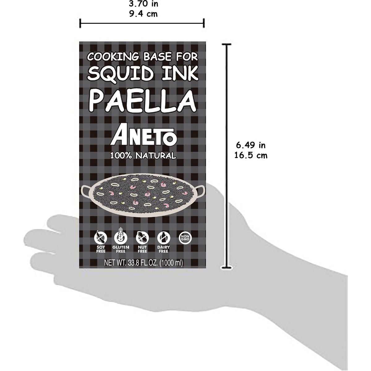 Aneto Squid Ink Paella Cooking Base Broth  3383 ounces  1 Pack  100 Natural Ingredients