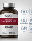 Piping Rock L-Arginine HCl 1000 mg | 120 Caplets | Mega Strength Supplement | Vegetarian, Non-GMO, Gluten Free