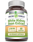 Amazing Formulas White Kidney Bean Extract 6500 mg Per Serving 120 Veggie Capsules Supplement | Non-GMO | Gluten Free | Made in USA