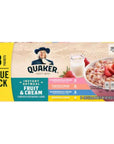 Quaker Fruit  Cream Instant Oatmeal Variety Strawberries Peaches Blueberries and Bananas  18ct  Pack of 2 36 count in total