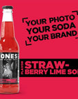 Jones Soda Co Strawberry Lime Soda Flavor  100 Cane Sugar Soda  Craft Soda Pop  Soda Soft Drinks  12 Oz Glass Bottle Soda  12 Pack Soda