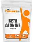 BULKSUPPLEMENTS.COM Beta Alanine Powder - Beta Alanine Pre Workout, Beta Alanine 3000mg - Beta Alanine 500g, Beta Alanine Bulk - Unflavored, Pure & Gluten Free, 3g per Serving, 500g (1.1 lbs)