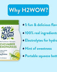 H2wOw Water Enhancer Drops  ORGANIC  Natural Extracts of Real Fruit  a Hint of Organic Stevia  Makes 768 oz of Delicious Cucumber Lemongrass Flavored Water