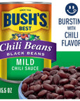 BUSHS BEST 155 oz Canned Black Chili BeansMild Source of Plant Based Protein and Fiber Low Fat Gluten Free Pack of 12