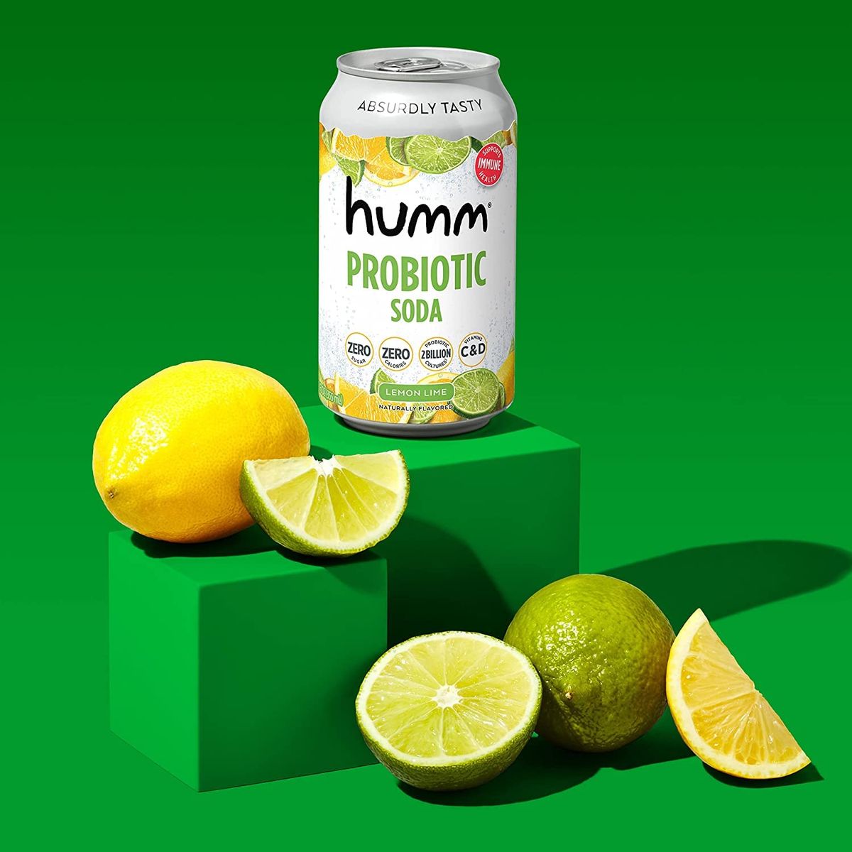 Humm Sparkling Probiotic Soda Variety Pack  Lemon Lime  Berry Cream  Zero Sugar Zero Calorie 2 Billion Probiotics  Vitamin C D and B1212 fl oz 12 Pack