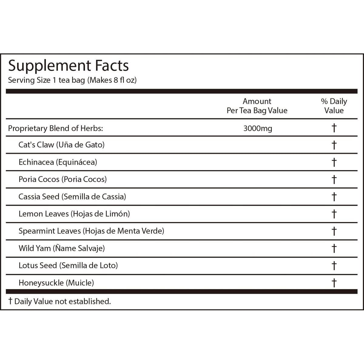 Herbmood Immune Support Herbal Tea with Cats Claw Herb  Echinacea Té de Uña de Gato y Equinácea para el Sistema Inmunológico de Adultos Immunity Defense Boost  Joint Health Supplement 30 Bags