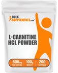 BULKSUPPLEMENTS.COM L-Carnitine HCl Powder - Carnitine Supplement, Carnitine Powder, L-Carnitine 500mg - Amino Acids Supplement, 500mg per Serving, Gluten Free, 100g (3.5 oz)