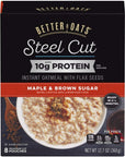 Better Oats Steel Cut Maple & Brown Sugar High Protein Instant Oatmeal with Flax Seeds, 12.7 Ounce (Pack of 6)