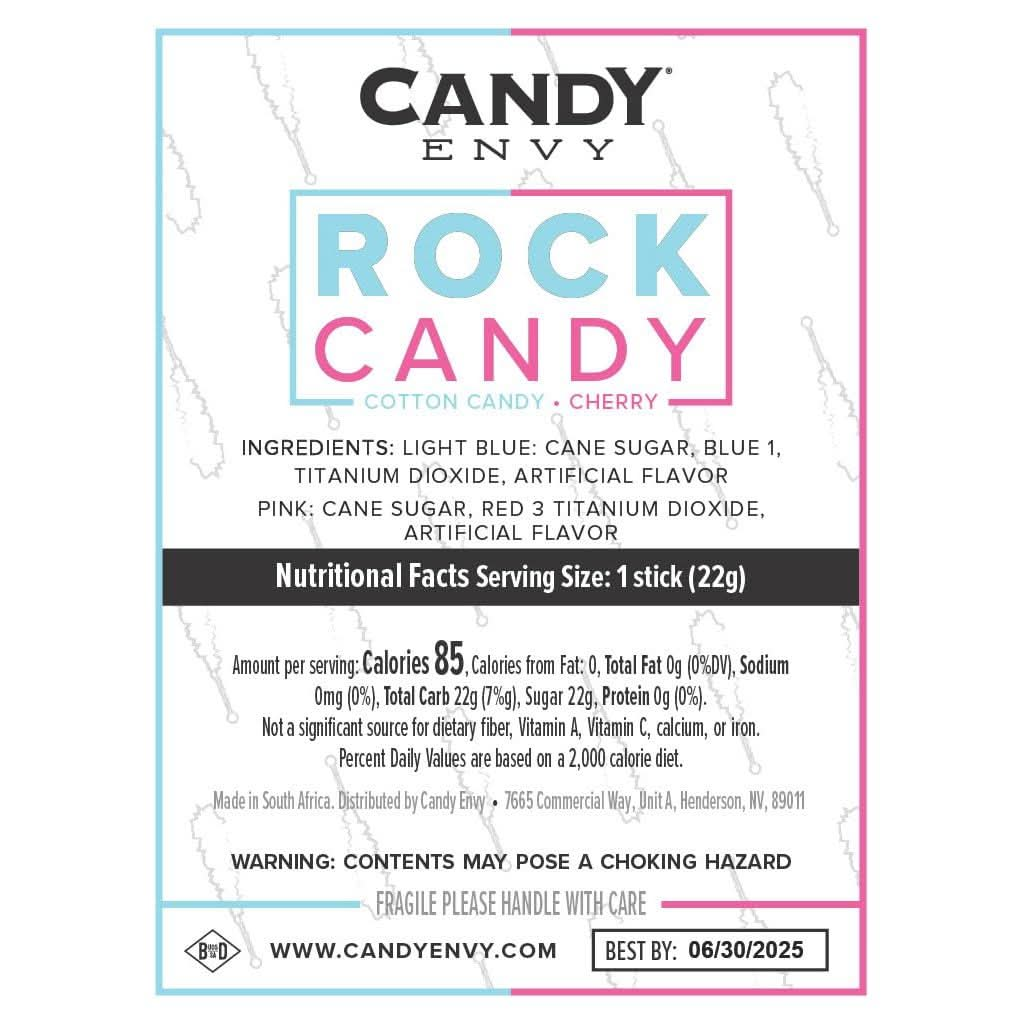 Light Blue and Pink Rock Candy Crystal Sticks  24 Indiv Wrapped  Cotton Candy  Cherry Flavored